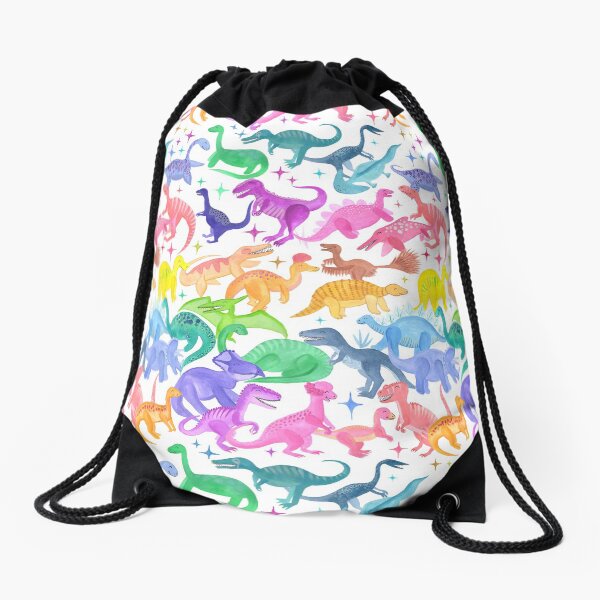 Roarsome Rainbow Dinosaur Alphabet Drawstring Bag
