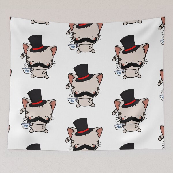 Item preview, Sophisticated Tabby Cat Wearing Top Hat and drinking tea designed and sold by Pet Station.