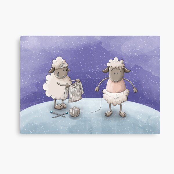 Cartoon sheep knitting pullover from wool fro Christmas Canvas Print