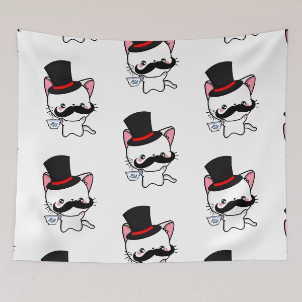 Item preview, Sophisticated White Cat Wearing Top Hat and drinking tea designed and sold by Pet Station.