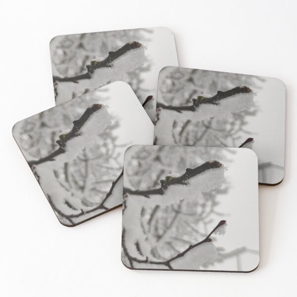 Item preview, Snow covered branch on pale sky designed and sold by tshuki.
