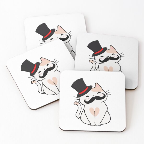 Item preview, Sophisticated White Cat Wearing Top Hat and fake moustache designed and sold by Pet Station.