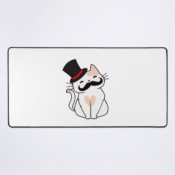 Item preview, Sophisticated White Cat Wearing Top Hat and fake moustache designed and sold by Pet Station.