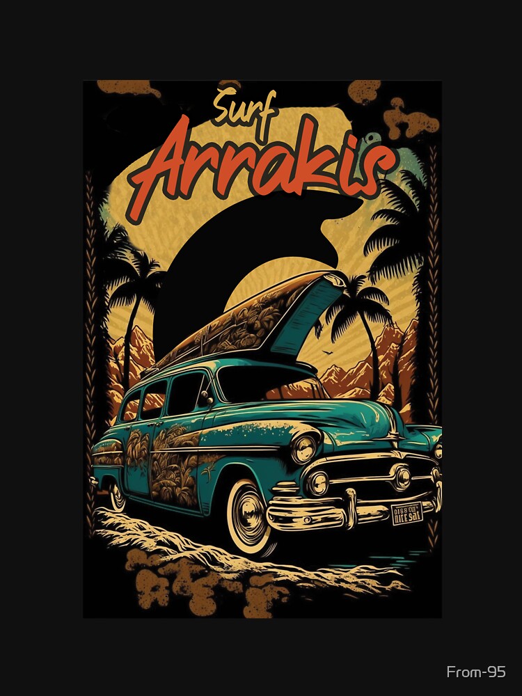 Générique Visit Arrakis - Vintage Distressed Surf Unisex Baseball T-Shirt Manches Longues Homme Femme Blanc Noir