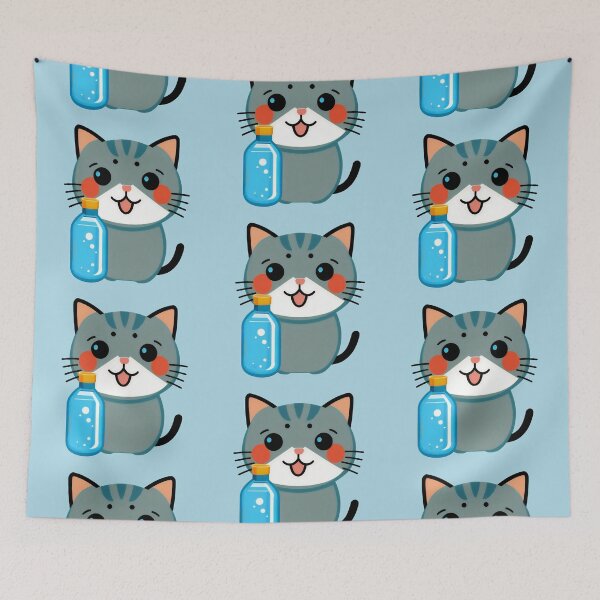 Artikelvorschau, Wasserflasche Kitty | Wasserflasche Katze | Kawaii Chibi Anime-Katzen | Hydrokatzen 005 entworfen und verkauft von Catcosm.