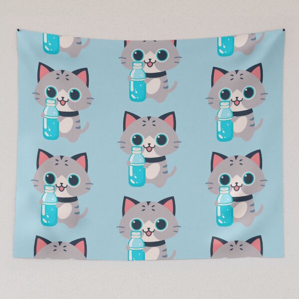 Artikelvorschau, Wasserflasche Kitty | Wasserflasche Katze | Kawaii Chibi Anime-Katzen | Hydrokatzen 006 entworfen und verkauft von Catcosm.