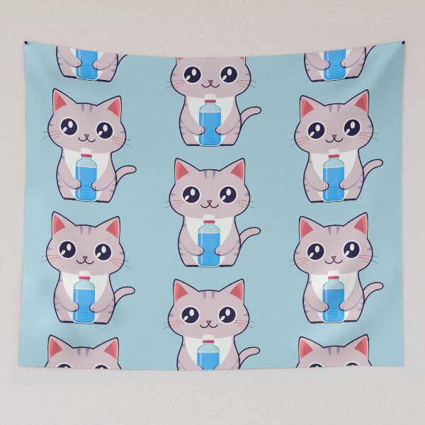 Artikelvorschau, Wasserflasche Kitty | Wasserflasche Katze | Kawaii Chibi Anime-Katzen | Hydrokatzen 004 entworfen und verkauft von Catcosm.