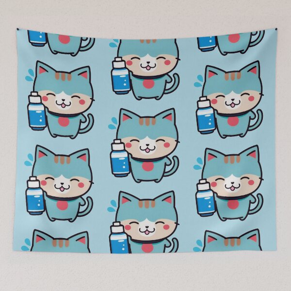 Artikelvorschau, Wasserflasche Kitty | Wasserflasche Katze | Kawaii Chibi Anime-Katzen | Hydrokatzen 002 entworfen und verkauft von Catcosm.