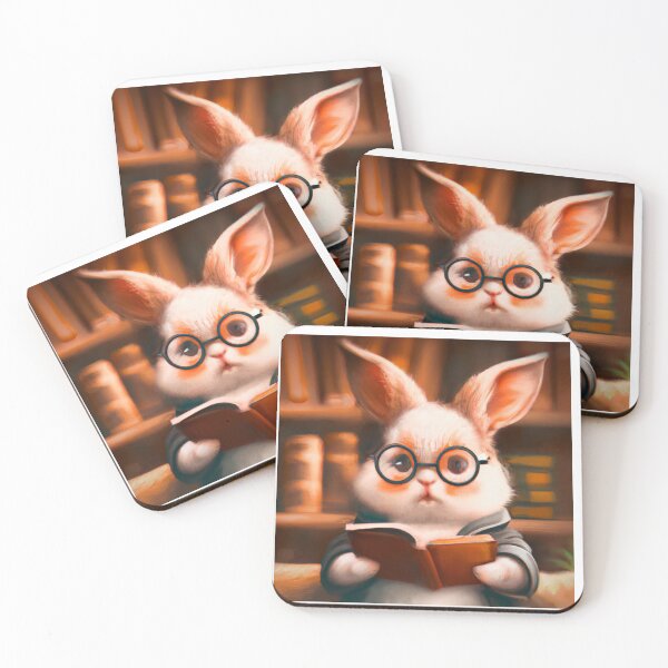 Item preview, Cute bunny librarian reading a book designed and sold by limitLIS.