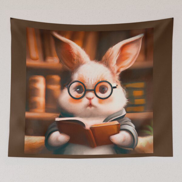 Item preview, Cute bunny librarian reading a book designed and sold by limitLIS.