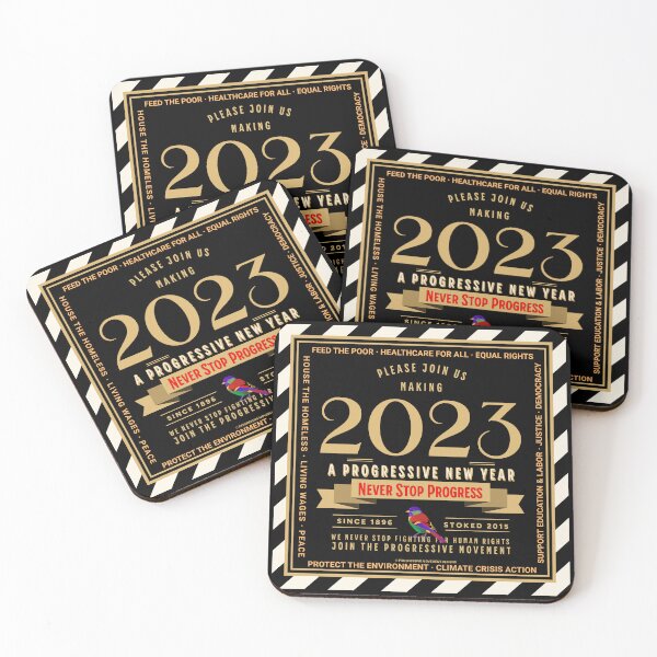 Item preview, PMD00212 Progressive Movement Designs Have a Progressive New Year 2023 on black with Progresive Birdie designed and sold by ProgressiveLeft.