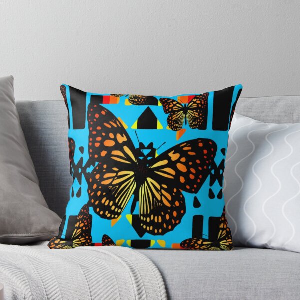 Item preview, Sky Blue  / Black / Fire Color  Native Butterfly Blanket Print  designed and sold by JMWCD.