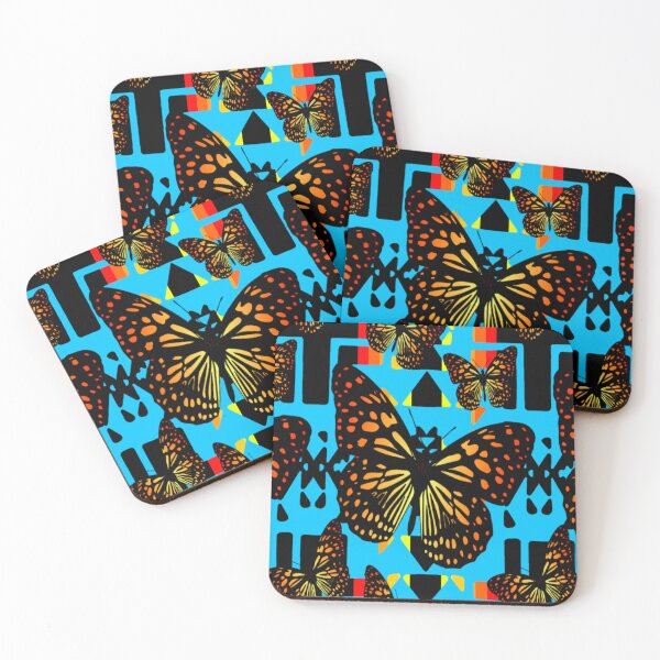 Item preview, Sky Blue  / Black / Fire Color  Native Butterfly Blanket Print  designed and sold by JMWCD.