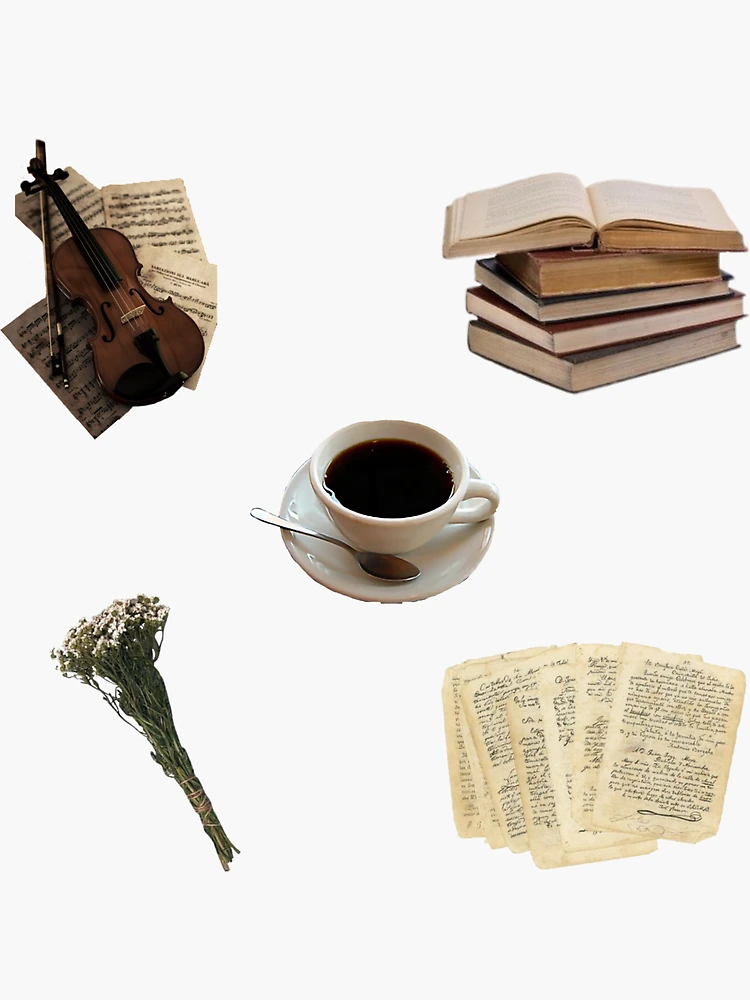 Dark Academia Aesthetic Lustig Coffee And Books' Sticker