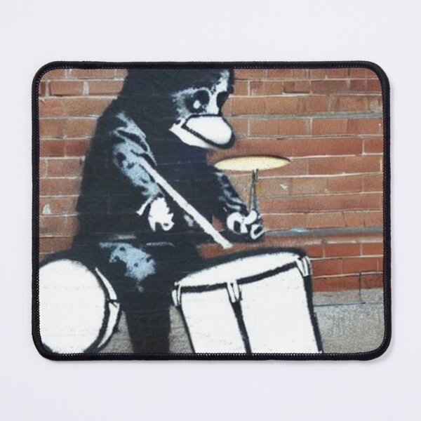 Item preview, Musician Teddy Bear playing drums | Banksy-inspired original street art stencil mural designed and sold by ArtworkbyEmmy.