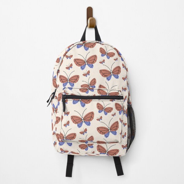 Item preview, Modern Aesthetic Colorful Butterfly Pattern Design In The Shades of Maroon & Blue On A Pastel Peach Background designed and sold by Kodexstore.