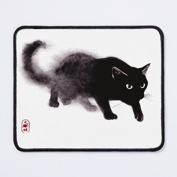 Item preview, Black Cat art - wet watercolor illustration designed and sold by ArtProvocation.