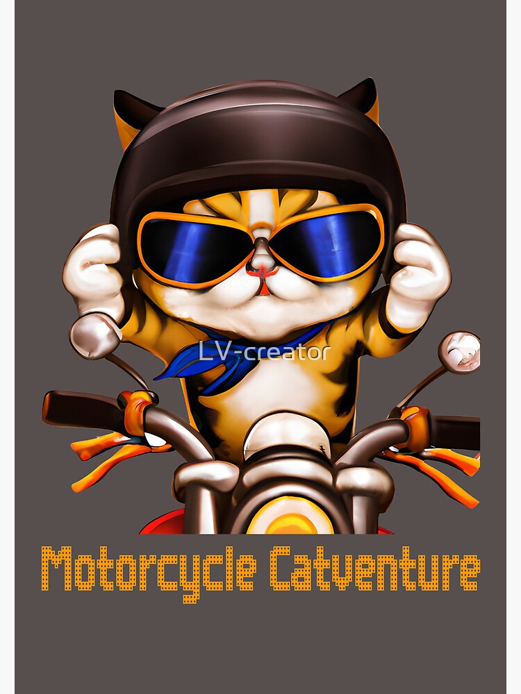 Motorcycle Catventure - Funny Cat on a Yellow Motorcycle