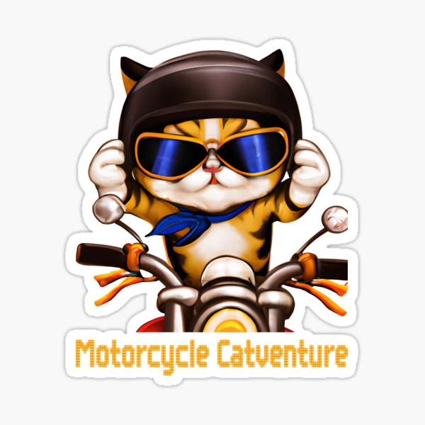 Motorcycle Catventure - Funny Cat on a Blue Motorcycle Kids T-Shirt by LV-creator