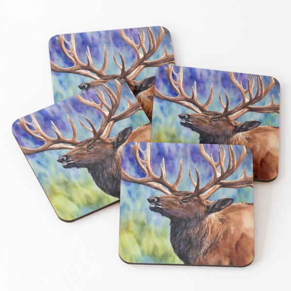 Item preview, Elk highly detailed watercolor painting designed and sold by DrawItOnce.