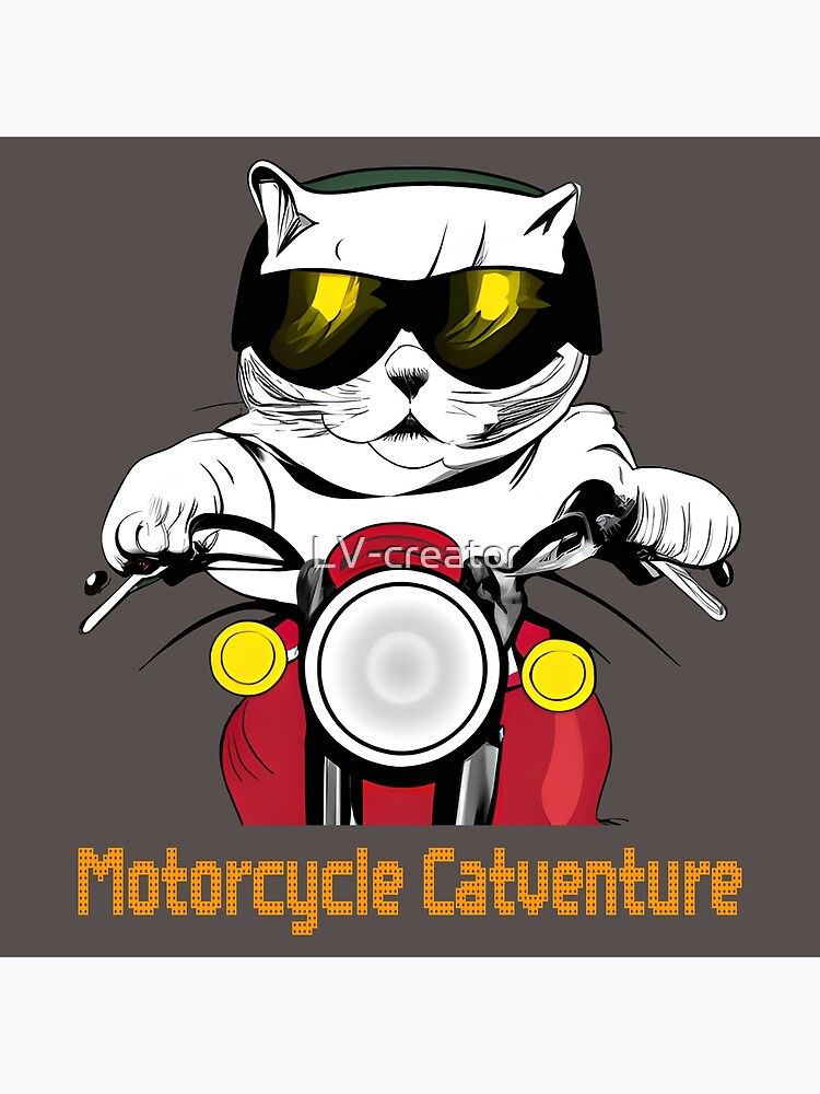 Motorcycle Catventure - Funny Cat on a Yellow Motorcycle