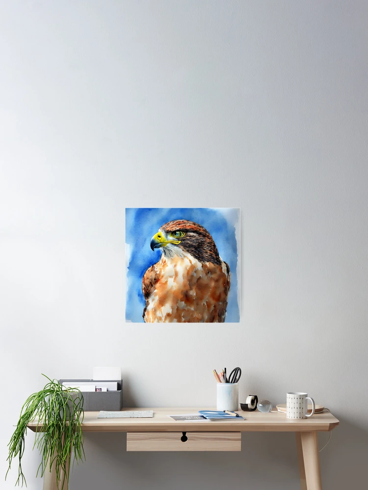 Imagen 2 de 3, Póster con la obra Falcon highly detailed watercolor painting, diseñada y vendida por DrawItOnce.
