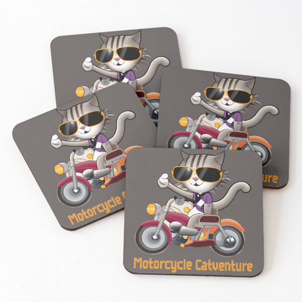 Item preview, Motorcycle Catventure - Funny cat with orange glasses on a motorcycle designed and sold by LV-creator.