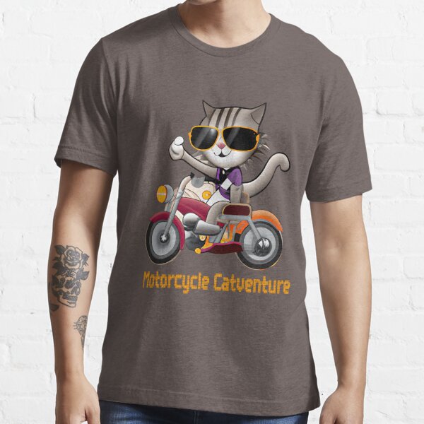 Motorcycle Catventure - Funny Cat on a Blue Motorcycle Kids T-Shirt by LV-creator