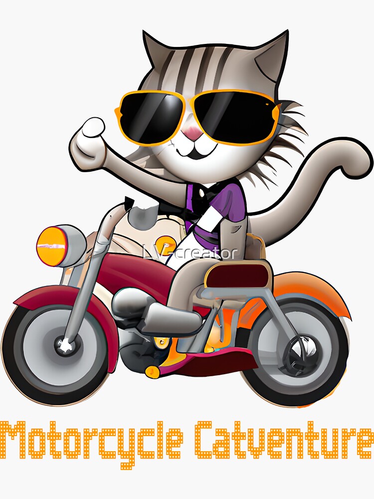 Motorcycle Catventure - Funny Cat on a Yellow Motorcycle