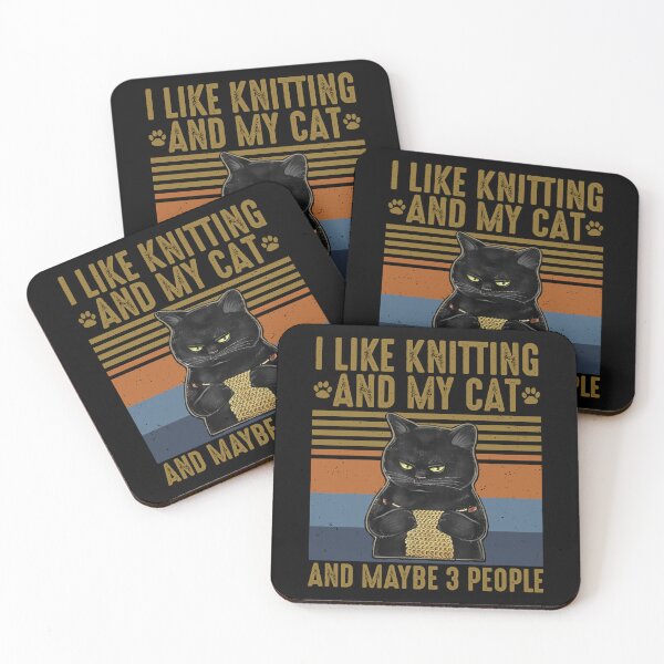 Item preview, I Like Knitting My Cat and Maybe 3 People Cat Lovers Vintage Funny Cat Lovers And Knitting  Knitter Yarn Gifts designed and sold by Unicorny-Design.