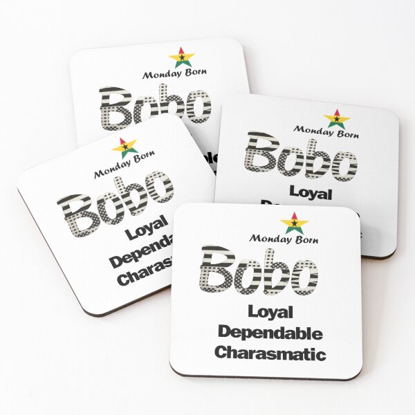 Item preview, Monday Born Ghanaian Male Name 'Bobo' in black and white designed and sold by WhoWeAre.