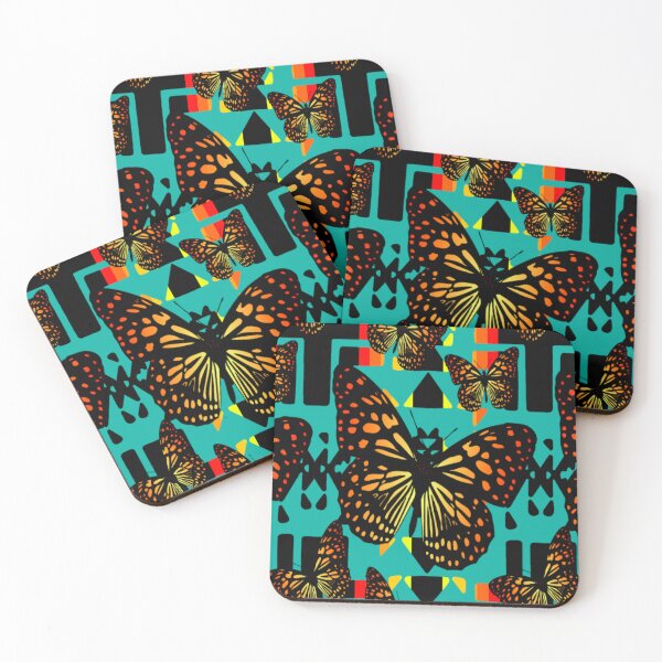 Item preview, Turquoise / Black / Fire Color  Native Butterfly Blanket Print  designed and sold by JMWCD.