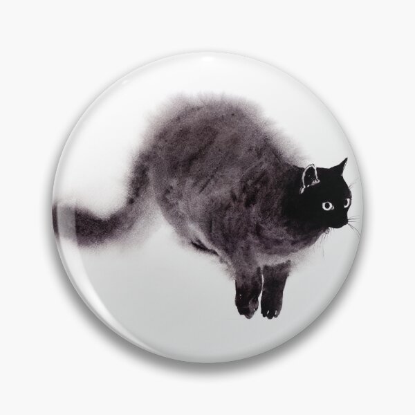 Item preview, Wet watercolor Black Cat illustration in Zen style designed and sold by ArtProvocation.