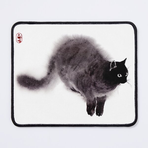 Item preview, Wet watercolor Black Cat illustration in Zen style designed and sold by ArtProvocation.