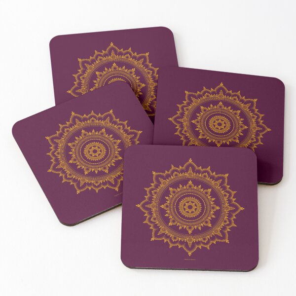 Artikelvorschau, Lila Burgunder-Gelb-Senf-Henna-Mandala-Design von Henna by Masuma entworfen und verkauft von HennabyMasumaB.