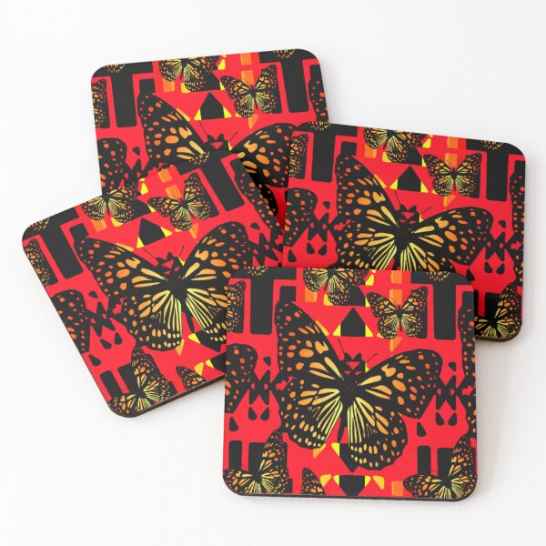 Item preview, Red / Black / Fire Color  Native Butterfly Blanket Print  designed and sold by JMWCD.