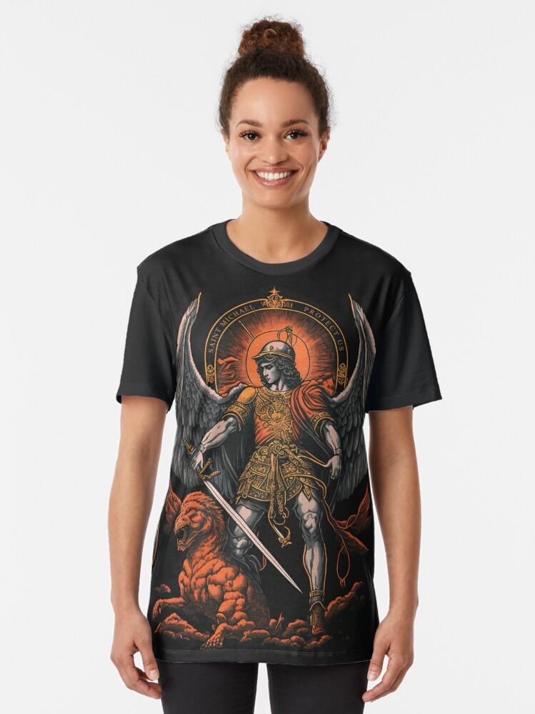 Catholic Archangel Saint Michael Protect Us | Graphic T-Shirt