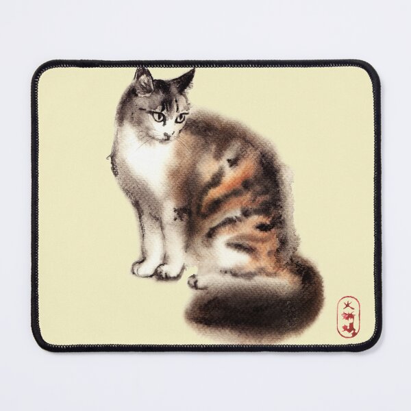 Item preview, Wet watercolor Cat illustration in Zen style designed and sold by ArtProvocation.