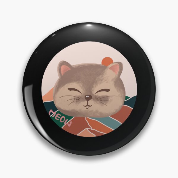 Item preview, Kawaii Cat Head/face Meow, Berge Color Circle Sun And Mountains designed and sold by adembulut.