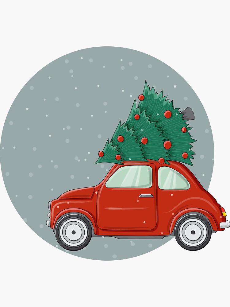 Red buggy car with Christmas tree by creaschon