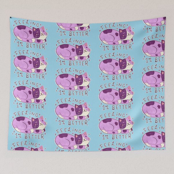 Item preview, Feeling One Percent Better - Encouraging Kawaii Cat designed and sold by UnicornCandyCas.