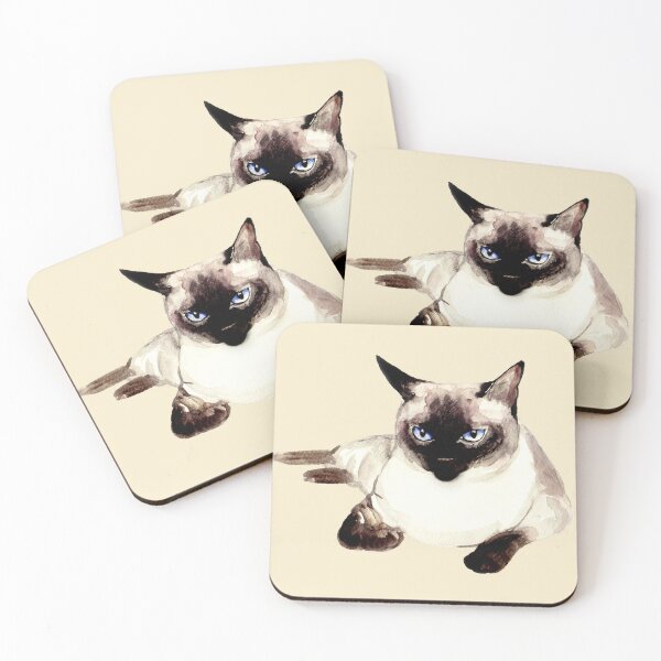 Item preview, Watercolor Siamese Cat illustration designed and sold by ArtProvocation.