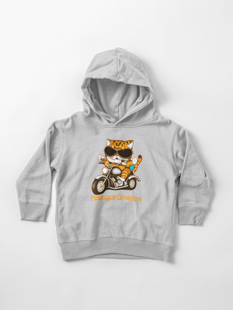 Motorcycle Catventure - Funny Cat on a Blue Motorcycle Kids T-Shirt by LV-creator