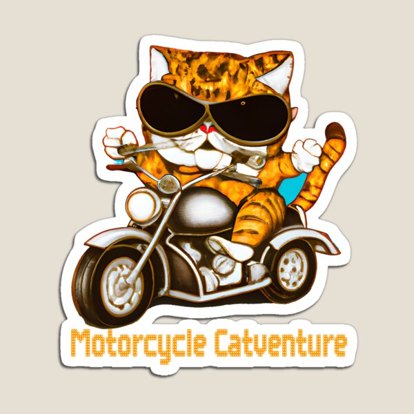 Motorcycle Catventure - Funny Cat on a Blue Motorcycle Kids T-Shirt by LV-creator