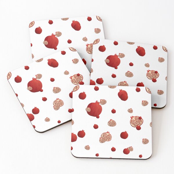 Item preview, Pomegranate red half ornate pattern a watercolor designed and sold by Yana Mustafina | Boho Soulful Designs.