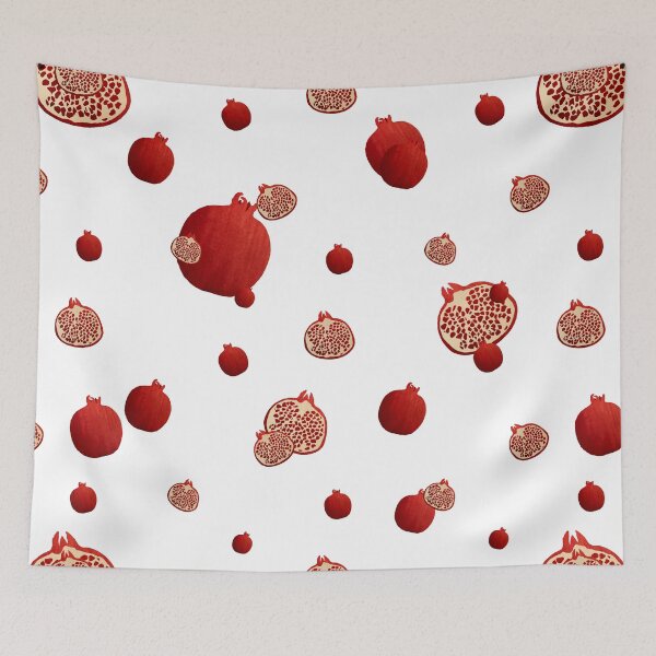 Item preview, Pomegranate red half ornate pattern a watercolor designed and sold by Yana Mustafina | Boho Soulful Designs.