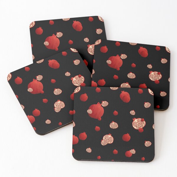 Item preview,  Pomegranate red half ornate pattern a watercolor black designed and sold by Yana Mustafina | Boho Soulful Designs.