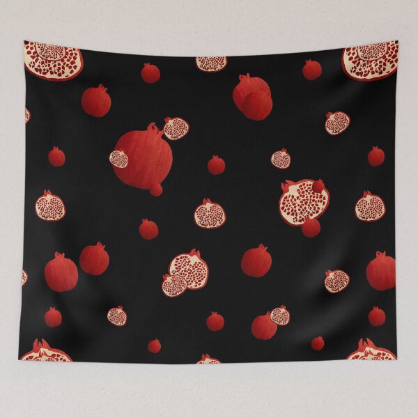 Item preview,  Pomegranate red half ornate pattern a watercolor black designed and sold by Yana Mustafina | Boho Soulful Designs.