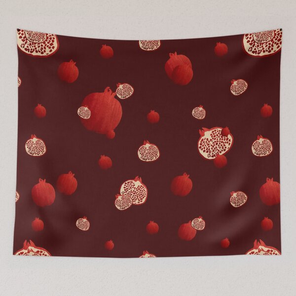 Item preview, Pomegranate red half ornate pattern a watercolor red designed and sold by Yana Mustafina | Boho Soulful Designs.