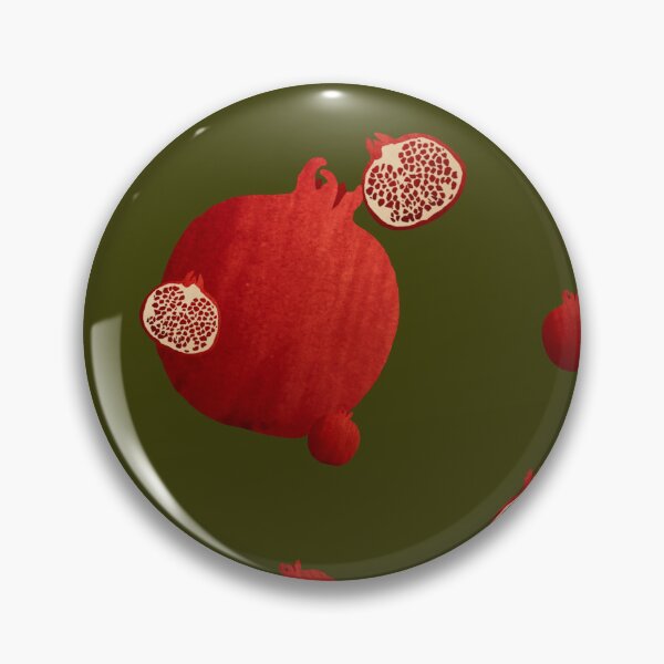 Item preview, Pomegranate red half ornate pattern a watercolor green designed and sold by Yana Mustafina | Boho Soulful Designs.